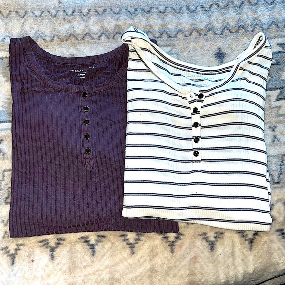 American Eagle Long Sleeve Soft and Sexy Henley Tees